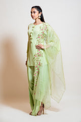 Lime Green Kurti and Dhoti Pant Set.