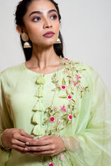 Lime Green Kurti and Dhoti Pant Set.