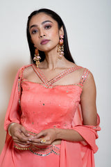 Peach Mirror Lehenga Set