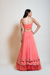 Peach Mirror Lehenga Set