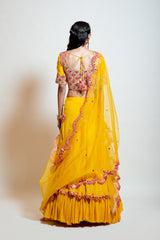 Chrome Yellow Double Layered Mirror Lehenga set