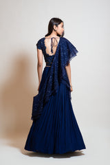 Navy Blue Ruffle Lehenga Set