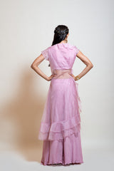 Lavender Ruffle Blouse Pant Set.