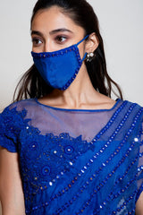 Electric Blue Cape Lehenga Set