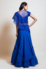 Electric Blue Cape Lehenga Set