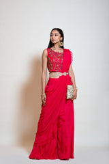 Fuchsia Rose Pink Sharara Saree Set