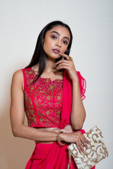 Fuchsia Rose Pink Sharara Saree Set