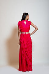 Fuchsia Rose Pink Sharara Saree Set