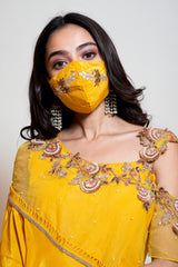 Canary Yellow Cowl Jumpsuit with attached Cape