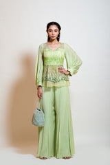 Lime Green Sheer Peplum Set