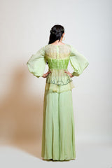 Lime Green Sheer Peplum Set