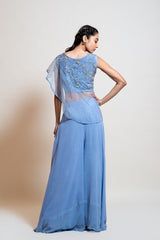 Light Blue Crop Top & Flared Pant Set