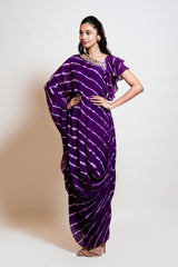 Plum Leheriya Draped Kaftan