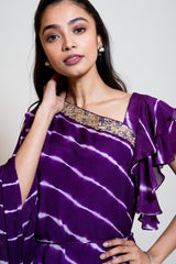 Plum Leheriya Draped Kaftan