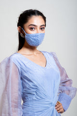 Greyish Blue Draped Dhoti Jumpsuit