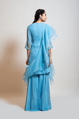 Light Blue Sharara and Ruffle Dupatta Set.