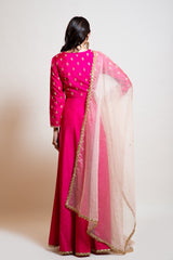 Hot Pink Anarkali with Organza Dupatta