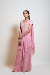 Blush Pink Drape Skirt Set