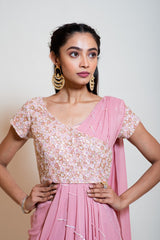 Blush Pink Drape Skirt Set