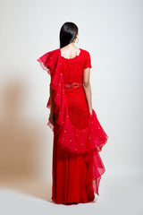 Cherry Red Sheer Sharara Set