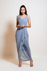 Icy Grey Drape Dress