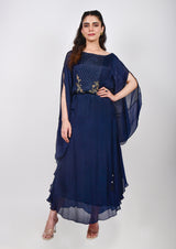 Navy Blue Embellished Kaftan