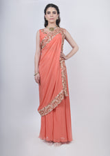 Orange Pant Saree set