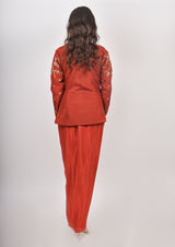 Rust Jacket Drape Skirt Set