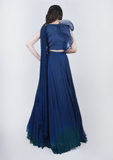 Midnight Blue structured Blouse ombre lehenga set