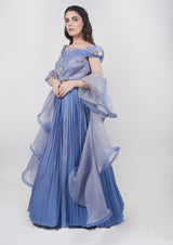 Blue structured blouse lehenga set