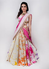 Multicolour dye technique Lehenga