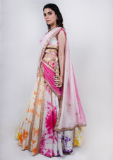 Multicolour dye technique Lehenga
