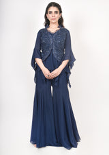 Navy blue sharara set