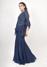 Navy blue sharara set