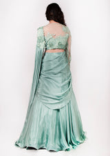 Pista green Drape Saree