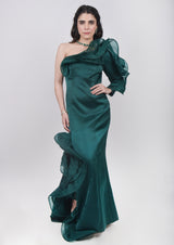 Emerald Green Ruffle Gown
