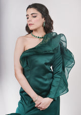 Emerald Green Ruffle Gown