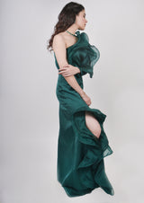 Emerald Green Ruffle Gown
