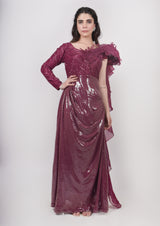 Magenta Sequence Structured Gown