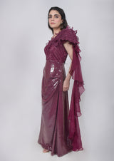 Magenta Sequence Structured Gown