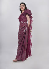 Magenta Sequence Structured Gown