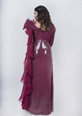 Magenta Sequence Structured Gown