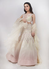 Ivory ombre Sequence Lehenga