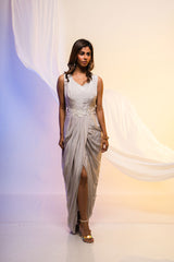 Shadow Cutout Draped Dress