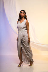 Shadow Cutout Draped Dress