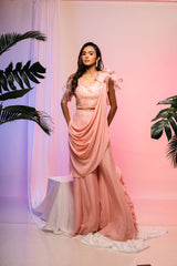 Carnation Draped Saree Set