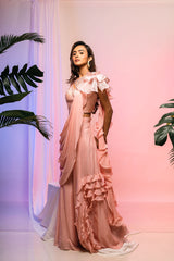 Carnation Draped Saree Set