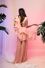 Carnation Draped Saree Set