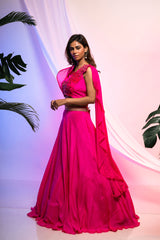 Fluid Fuscia Lehenga Set