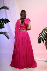 Fluid Fuscia Lehenga Set